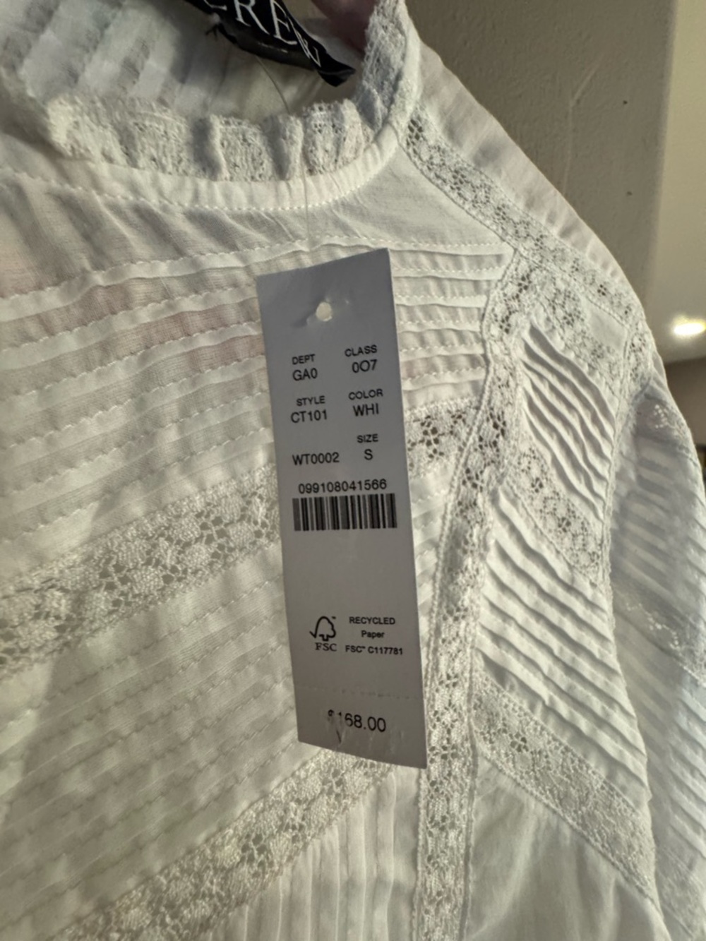 New! J. Crew Lace-trim pintuck top in cotton voile Victorian Blouse - Picture 6 of 8